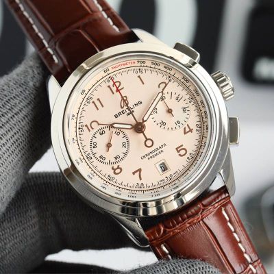 Breitling Stainless Steel 42MM In-house 01 Mechanical Movement Light Pink Champagne Watch breitling chronomat certifie